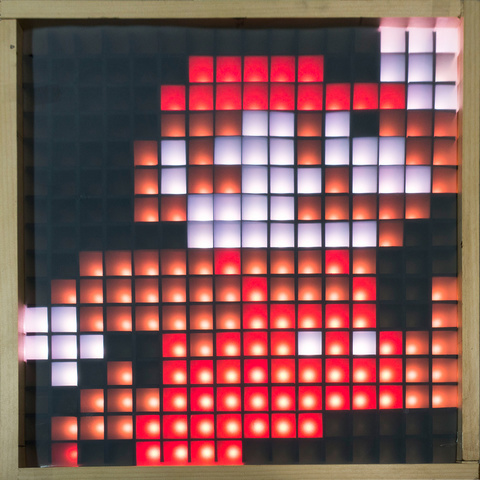 student project - 16x16 LED cube showing classic Mario jumping