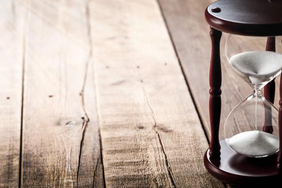Hourglass on a table