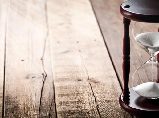 Hourglass on a table