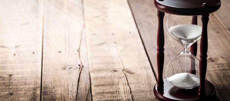 Hourglass on a table