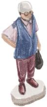 Illustration of a person wearing a sweatervest holding a suitcase