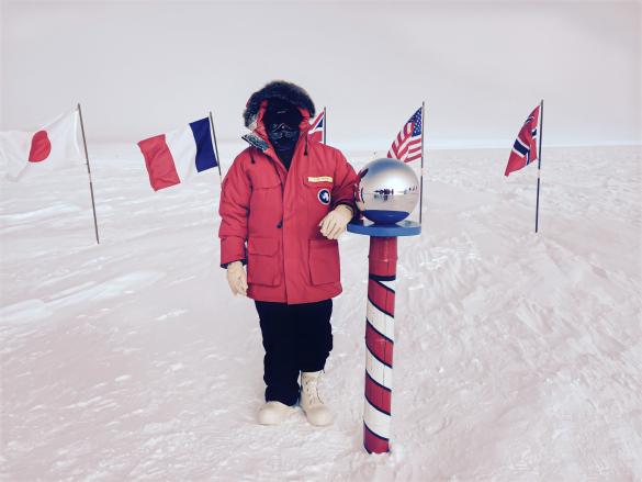 Kurose at the Geographic South Pole a part of a National Science Foundation trip to Antartica in 2015