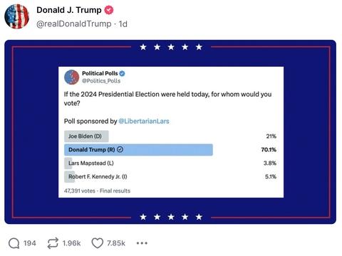 A 2024 post on Truth Social from former President Donald Trump.