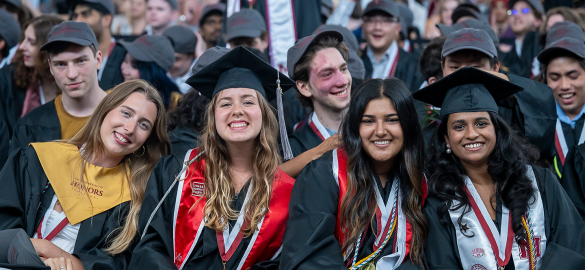 smiling students at the 2025 Manning College of information and Computer Sciences Senior Celebration