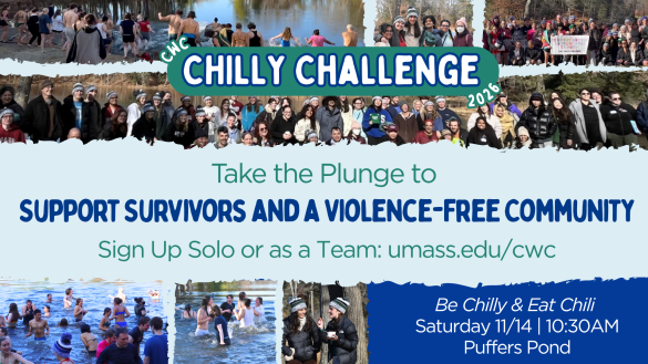 collage background of people at polar plunge, text reading "chilly challenge" 2026.