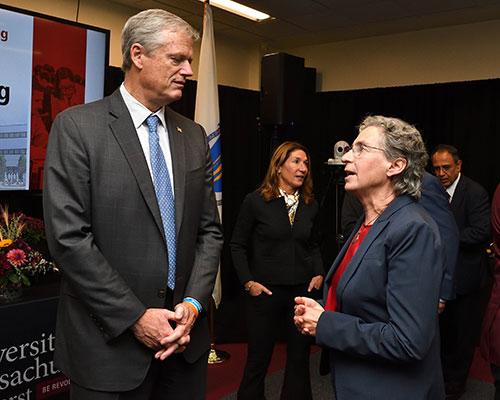 Gov. Charlie Baker and CICS Dean Laura Haas
