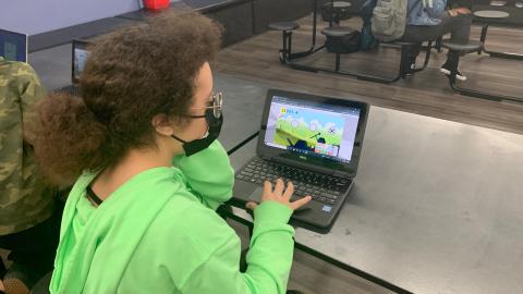 Student using computer