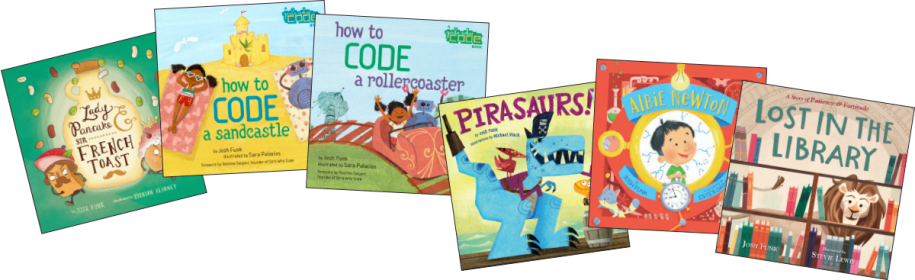 Covers of six of Funk's books