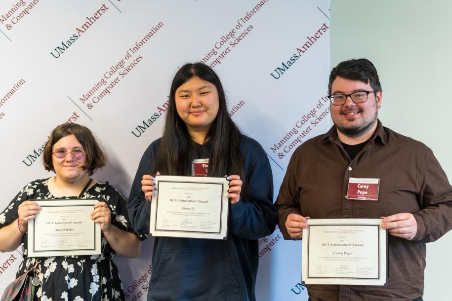 August Huber, Elena Li, and Carey Pope, receive Lifetime Undergraduate Course Assistant Awards